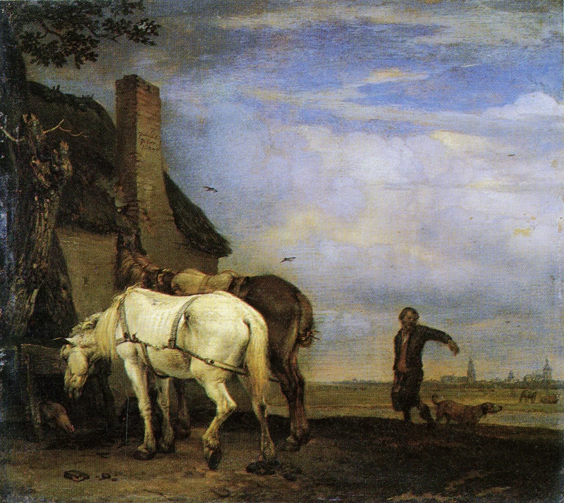 Cavalli legati alla porta di una fattoria - Museo del Louvre, Parigi